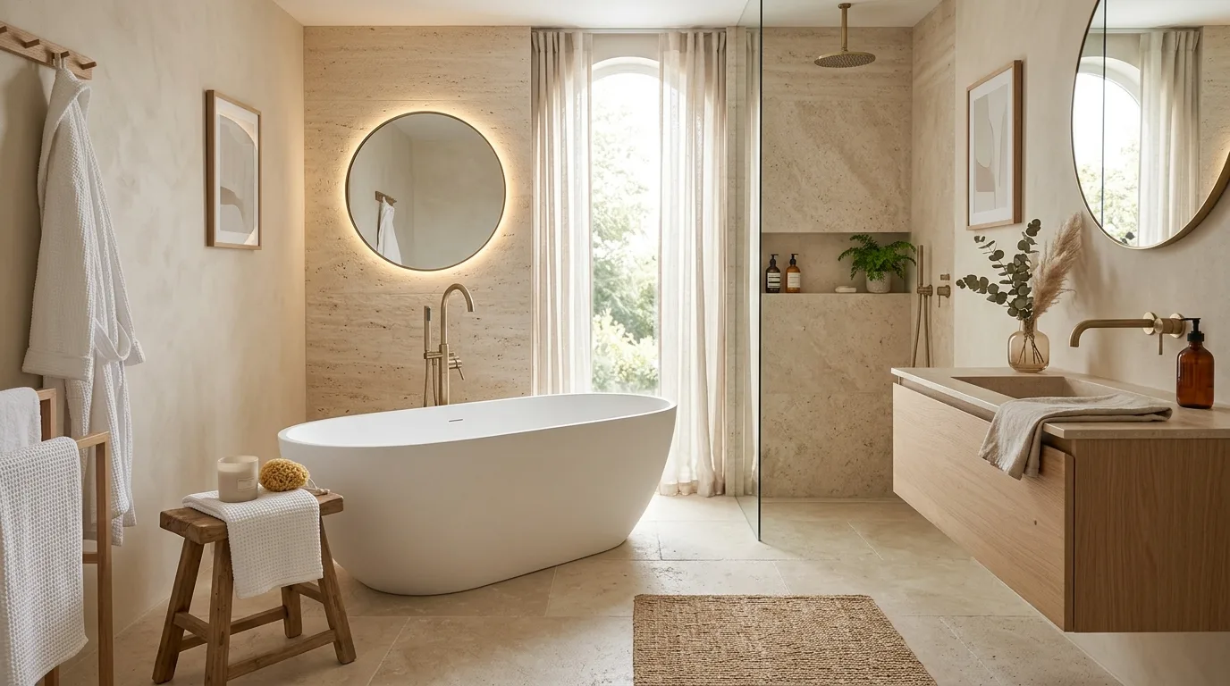 Create contrast through shape proportion and finish inspiration for a neutral home interior.